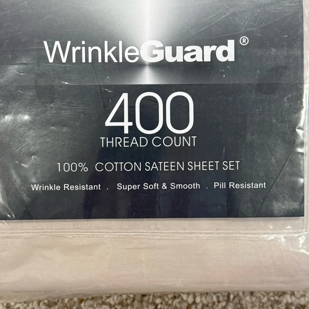 WrinkleGuard 400 Thread Count Luxury King Sheet Set- Beige. Very soft.